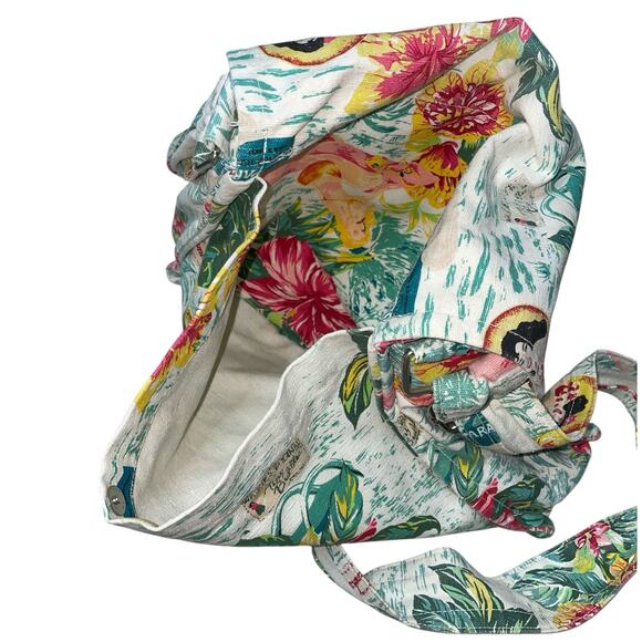 Nicole Miller Vintage Tropical Print Canvas Messenger Bag - Picture 3 of 8